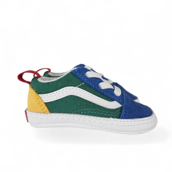 Vans Old Skool Crib Shoes Infant 2 Multicolor Colorblock Green Blue Yellow White - Picture 4 of 11
